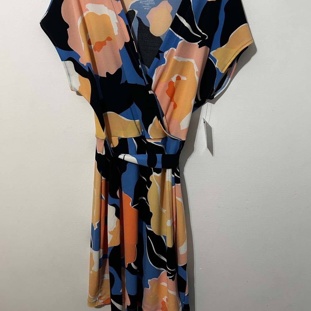 Multicolor Abstract Print Wrap Dress